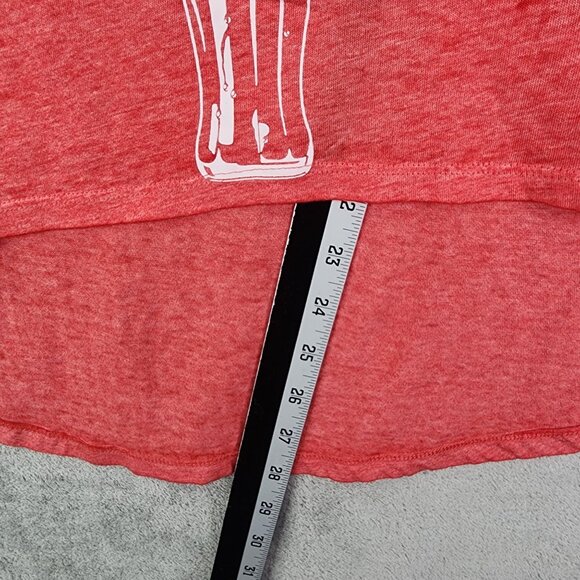 Junior's Red Coca-Cola V-Neck Sheer Shirt Hi Lo V Neck Short Sleeve L (11-13) - Picture 8 of 12